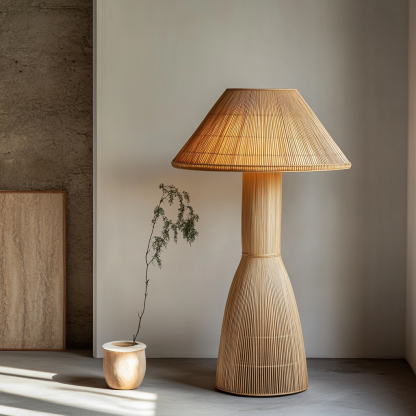 Wabi-sabi style rattan floor lamp for living room, bedroom, study, homestay and tea room, a retro designer artistic lighting fixture - Image 6