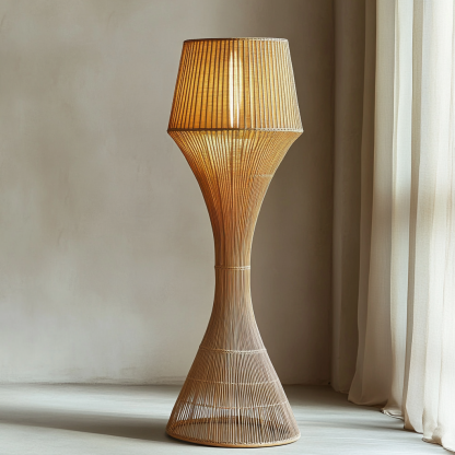 Rattan living room floor lamp, new Chinese-style creative retro tea room decoration, rattan and bamboo woven lamp, Japanese Southeast Asian floor lamp - Image 7
