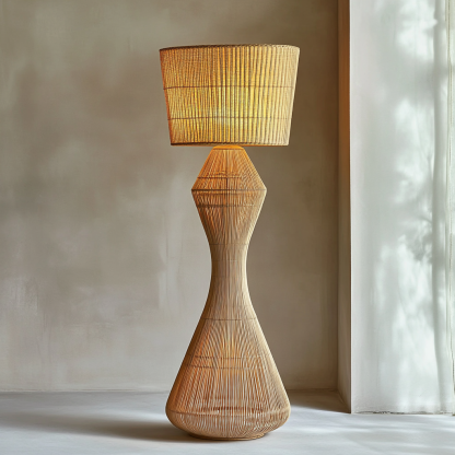 Rattan living room floor lamp, new Chinese-style creative retro tea room decoration, rattan and bamboo woven lamp, Japanese Southeast Asian floor lamp - Image 6
