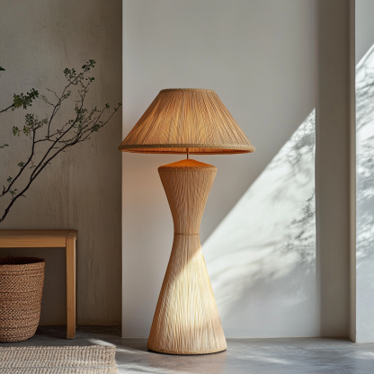 Wabi-sabi style rattan floor lamp for living room, bedroom, study, homestay and tea room, a retro designer artistic lighting fixture - Image 8