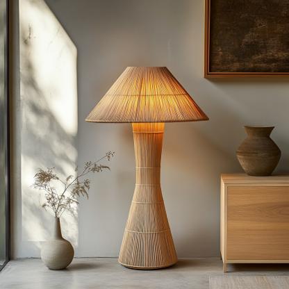 Wabi-sabi style rattan floor lamp for living room, bedroom, study, homestay and tea room, a retro designer artistic lighting fixture - Image 7