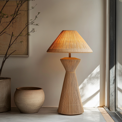 Wabi-sabi style rattan floor lamp for living room, bedroom, study, homestay and tea room, a retro designer artistic lighting fixture - Image 6