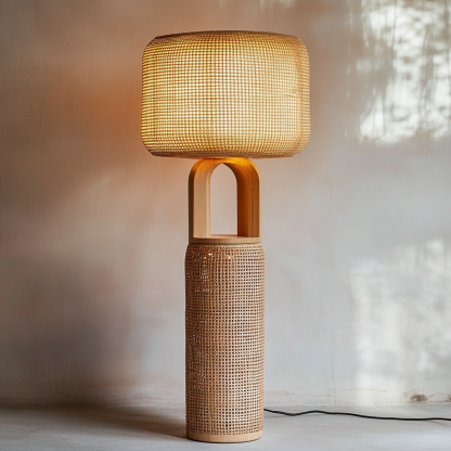 Wabi-sabi style rattan floor lamp for living room, bedroom, study, homestay and tea room, a retro designer artistic lighting fixture - Image 5