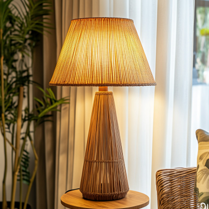 Hotel decorative table lamps, rattan woven floor lamps, retro shops and restaurants, new Chinese-style Zen-inspired fabric - Image 8