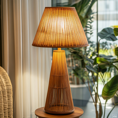 Hotel decorative table lamps, rattan woven floor lamps, retro shops and restaurants, new Chinese-style Zen-inspired fabric - Image 7
