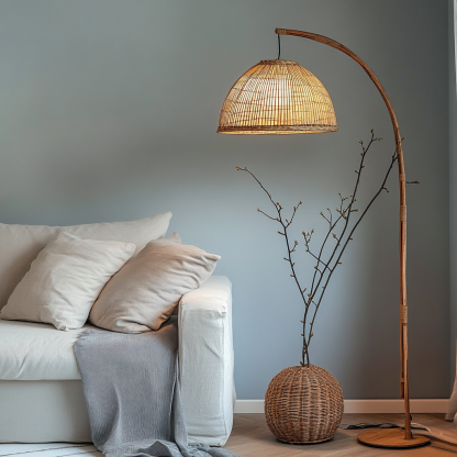 Wabi-sabi style rattan floor lamp for living room, bedroom, study, homestay and tea room, a retro designer artistic lighting fixture - Image 9