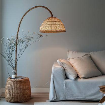 Wabi-sabi style rattan floor lamp for living room, bedroom, study, homestay and tea room, a retro designer artistic lighting fixture - Image 7