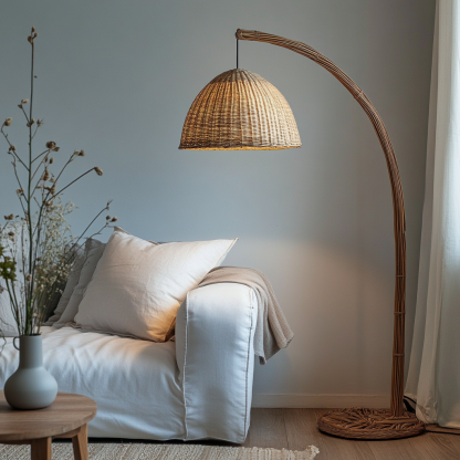 Wabi-sabi style rattan floor lamp for living room, bedroom, study, homestay and tea room, a retro designer artistic lighting fixture - Image 4