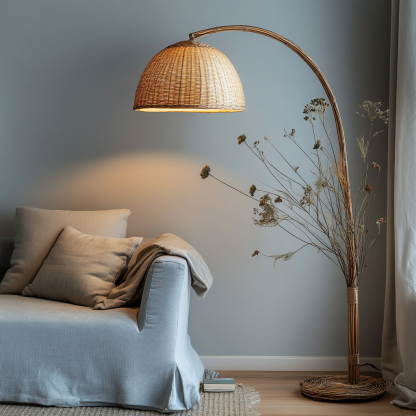 Wabi-sabi style rattan floor lamp for living room, bedroom, study, homestay and tea room, a retro designer artistic lighting fixture - Image 3