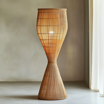 Wabi-sabi style rattan floor lamp for living room, bedroom, study, homestay and tea room, a retro designer artistic lighting fixture - Image 9