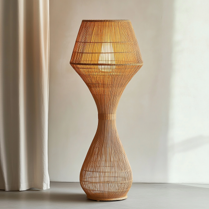 Wabi-sabi style rattan floor lamp for living room, bedroom, study, homestay and tea room, a retro designer artistic lighting fixture - Image 7