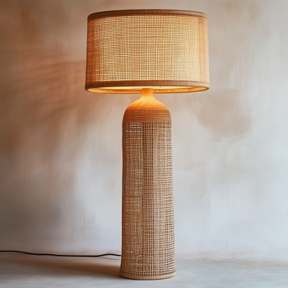Wabi-sabi style rattan floor lamp for living room, bedroom, study, homestay and tea room, a retro designer artistic lighting fixture - Image 9