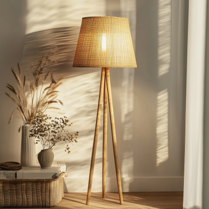 Wabi-sabi style rattan floor lamp, guesthouse hotel funnel, raisin, handmade water spoon, bamboo wine, commercial - Image 9