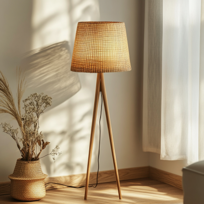 Wabi-sabi style rattan floor lamp, guesthouse hotel funnel, raisin, handmade water spoon, bamboo wine, commercial - Image 8
