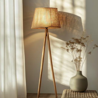 Wabi-sabi style rattan floor lamp, guesthouse hotel funnel, raisin, handmade water spoon, bamboo wine, commercial
