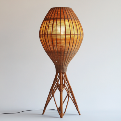 Wabi-sabi style restaurant, wicker woven floor lamp, Japanese guesthouse, fabric bedroom lamp, decorative lamp, coffee shop, commercial - Image 9