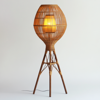 Wabi-sabi style restaurant, wicker woven floor lamp, Japanese guesthouse, fabric bedroom lamp, decorative lamp, coffee shop, commercial - Image 8