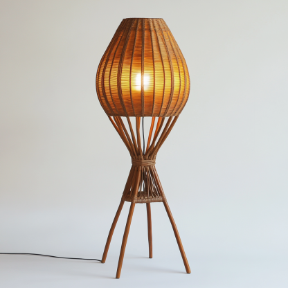 Wabi-sabi style restaurant, wicker woven floor lamp, Japanese guesthouse, fabric bedroom lamp, decorative lamp, coffee shop, commercial - Image 7