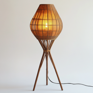 Wabi-sabi style restaurant, wicker woven floor lamp, Japanese guesthouse, fabric bedroom lamp, decorative lamp, coffee shop, commercial
