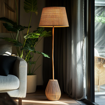 Wabi-sabi style rattan floor lamp for living room, bedroom, study, homestay and tea room, a retro designer artistic lighting fixture - Image 7