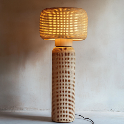 Wabi-sabi style rattan floor lamp for living room, bedroom, study, homestay and tea room, a retro designer artistic lighting fixture - Image 4