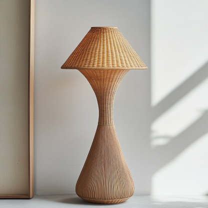 Wabi-sabi style rattan floor lamp for living room, bedroom, study, homestay and tea room, a retro designer artistic lighting fixture - Image 8