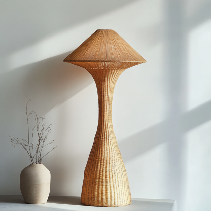 Wabi-sabi style rattan floor lamp for living room, bedroom, study, homestay and tea room, a retro designer artistic lighting fixture - Image 6