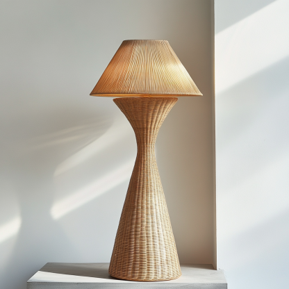 Wabi-sabi style rattan floor lamp for living room, bedroom, study, homestay and tea room, a retro designer artistic lighting fixture - Image 3
