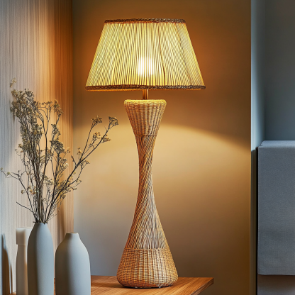 10 Wabi-sabi style restaurant rattan woven floor lamps, Japanese retro shop restaurant hot pot restaurant lamps, Zen tea room lamps - Image 8