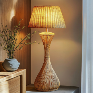 10 Wabi-sabi style restaurant rattan woven floor lamps, Japanese retro shop restaurant hot pot restaurant lamps, Zen tea room lamps