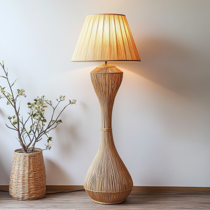 Japanese floor lamp, Chinese Zen-style bamboo weaving, living room, bedroom and study decoration, simple and retro bedside lamp for homestay - Image 5