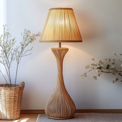 Japanese floor lamp, Chinese Zen-style bamboo weaving, living room, bedroom and study decoration, simple and retro bedside lamp for homestay - Image 4