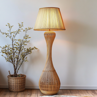 Japanese floor lamp, Chinese Zen-style bamboo weaving, living room, bedroom and study decoration, simple and retro bedside lamp for homestay