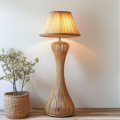 Japanese floor lamp, Chinese Zen-style bamboo weaving, living room, bedroom and study decoration, simple and retro bedside lamp for homestay - Image 2