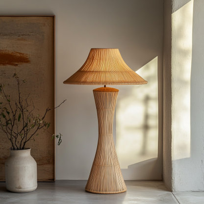Wabi-sabi style rattan floor lamp for living room, bedroom, study, homestay and tea room, a retro designer artistic lighting fixture - Image 4