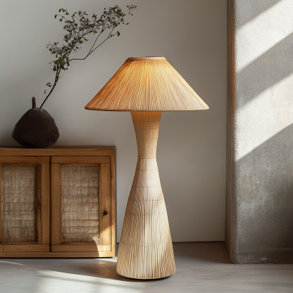 Wabi-sabi style rattan floor lamp for living room, bedroom, study, homestay and tea room, a retro designer artistic lighting fixture - Image 2