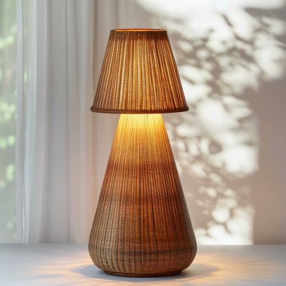Wabi-sabi style rattan floor lamp for living room, bedroom, study, homestay and tea room, a retro designer artistic lighting fixture - Image 9