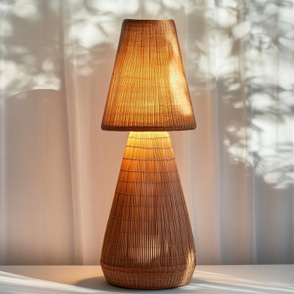 Wabi-sabi style rattan floor lamp for living room, bedroom, study, homestay and tea room, a retro designer artistic lighting fixture - Image 8