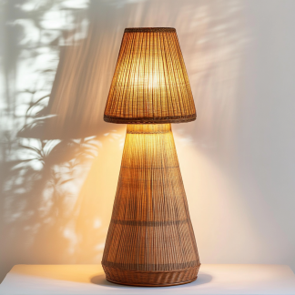 Wabi-sabi style rattan floor lamp for living room, bedroom, study, homestay and tea room, a retro designer artistic lighting fixture