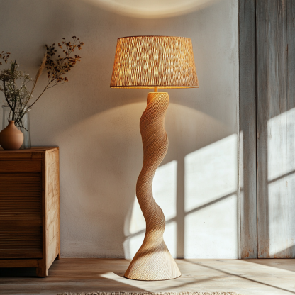 Wabi-sabi style rattan floor lamp for living room, bedroom, study, homestay and tea room, a retro designer artistic lighting fixture - Image 7