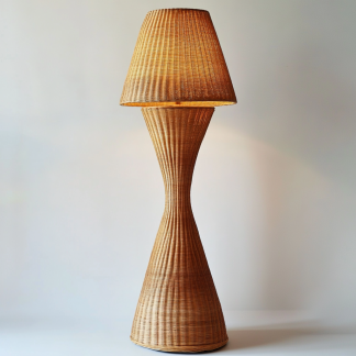 Wabi-sabi style rattan floor lamp, living room, sofa side, bedroom, homestay, high-end designer modern decorative lamp