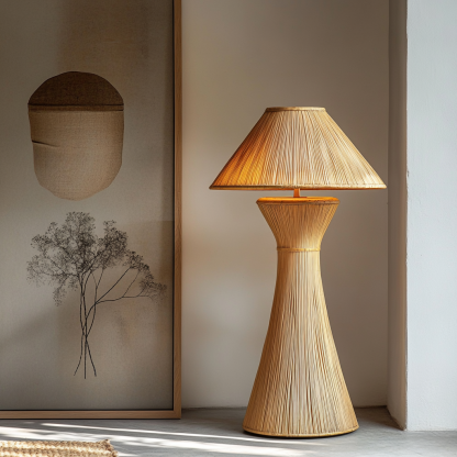 Wabi-sabi style rattan floor lamp for living room, bedroom, study, homestay and tea room, a retro designer artistic lighting fixture - Image 4