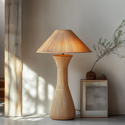 Wabi-sabi style rattan floor lamp for living room, bedroom, study, homestay and tea room, a retro designer artistic lighting fixture - Image 3
