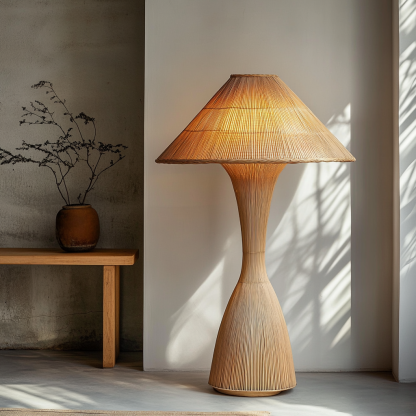 Wabi-sabi style rattan floor lamp for living room, bedroom, study, homestay and tea room, a retro designer artistic lighting fixture - Image 2