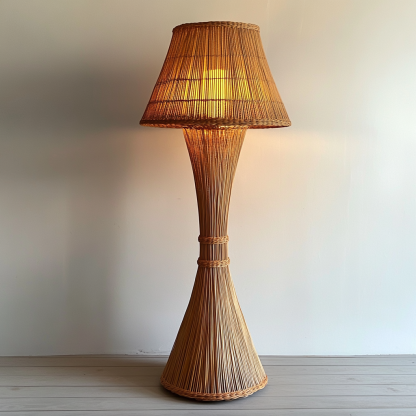 Wabi-sabi style rattan floor lamp for living room, bedroom, study, homestay and tea room, a retro designer artistic lighting fixture - Image 8