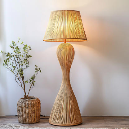 10 Wabi-sabi style restaurant rattan woven floor lamps, Japanese retro shop restaurant hot pot restaurant lamps, Zen tea room lamps - Image 7