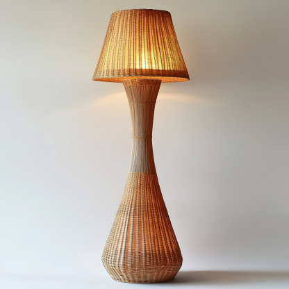 Wabi-sabi style rattan floor lamp for living room, bedroom, study, homestay and tea room, a retro designer artistic lighting fixture - Image 9