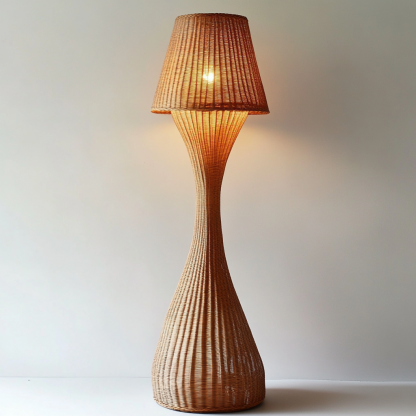 Wabi-sabi style rattan floor lamp for living room, bedroom, study, homestay and tea room, a retro designer artistic lighting fixture - Image 7