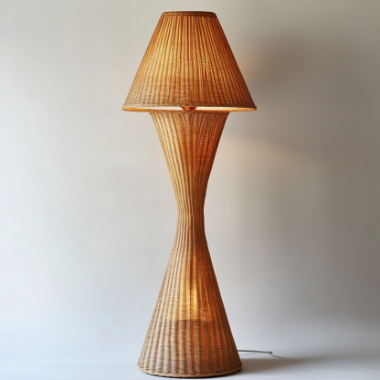 Wabi-sabi style rattan floor lamp for living room, bedroom, study, homestay and tea room, a retro designer artistic lighting fixture - Image 6
