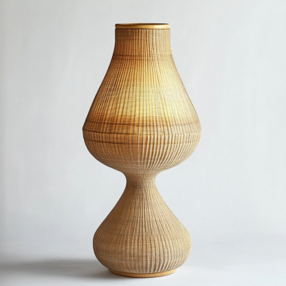 Wabi-sabi style rattan floor lamp for living room, bedroom, study, homestay and tea room, a retro designer artistic lighting fixture - Image 3